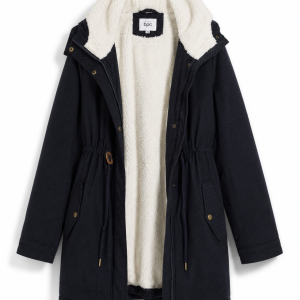 Ladies Sherpa-Lined Hooded Parka – Navy/Black