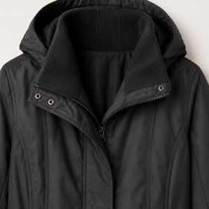 Ladies Grey Hooded Puffer Jacket – XS