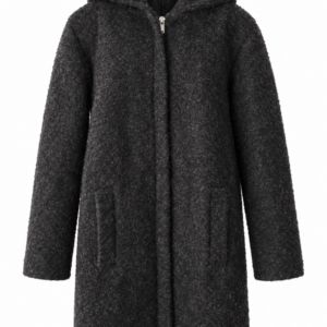 Clockhouse Charcoal Hooded Boucle Coat – EU 36