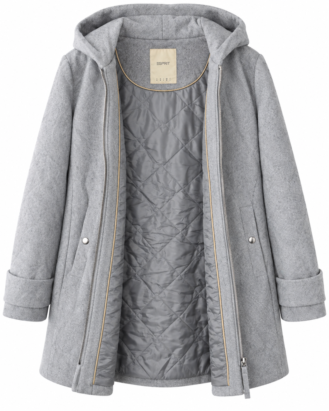 Esprit Light Grey Hooded Coat – M - Image 3