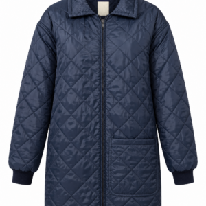 Navy Longline Quilted Jacket