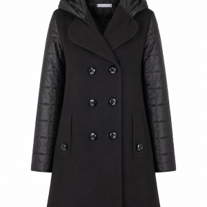 Italian Style Black Hooded Winter Coat – M