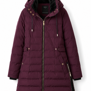 Yessica Burgundy Long Puffer Jacket – Small/Medium