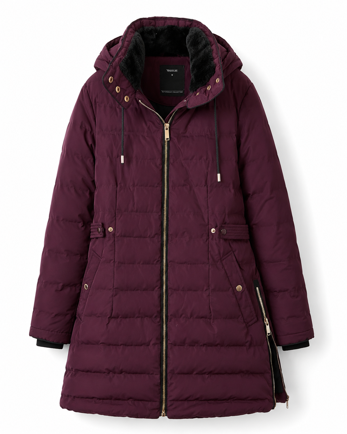 Yessica Burgundy Long Puffer Jacket – Small/Medium