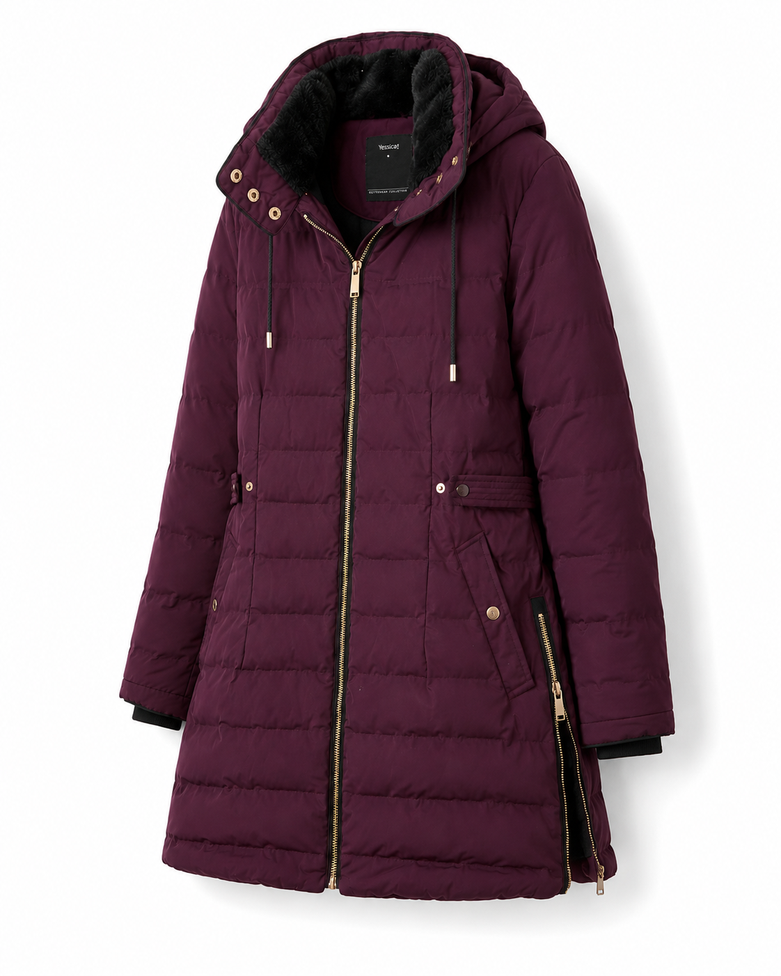 Yessica Burgundy Long Puffer Jacket – Small/Medium - Image 3