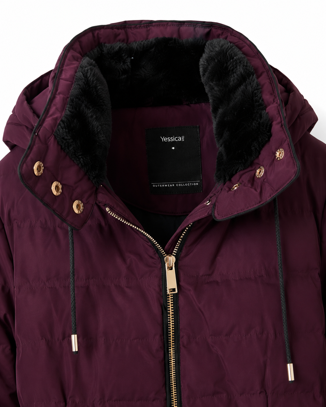 Yessica Burgundy Long Puffer Jacket – Small/Medium - Image 4