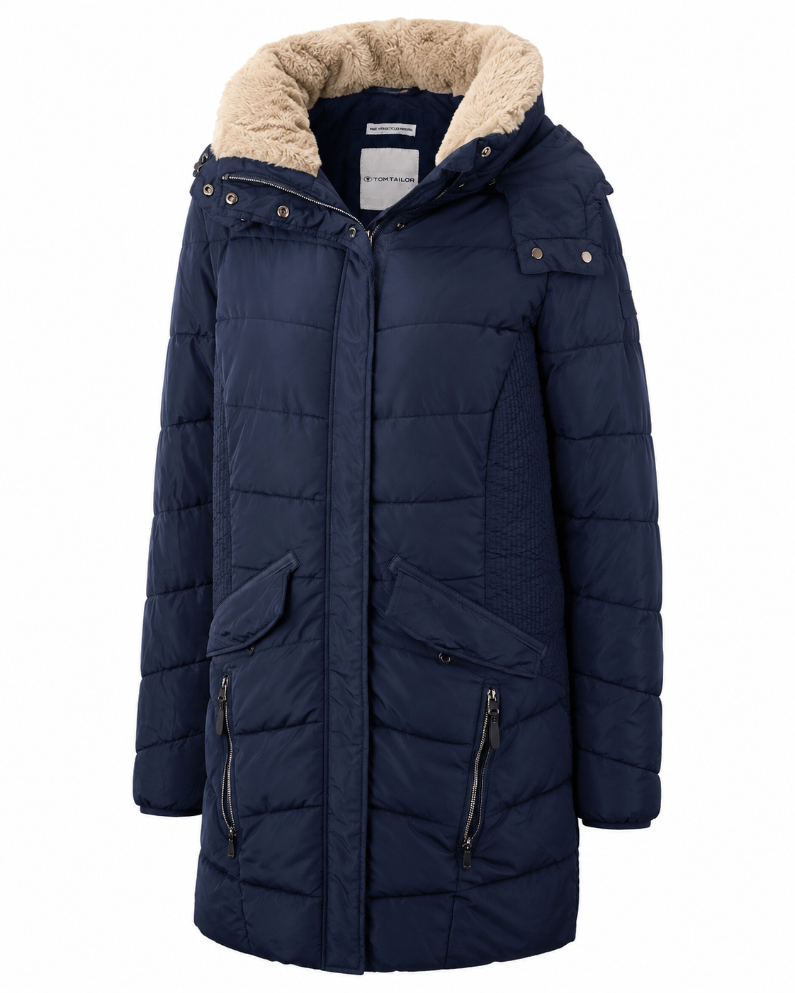 Tom Tailor Navy Hooded Long Puffer Coat – EU 44 - Image 3