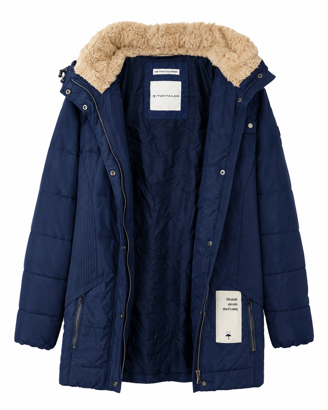 Tom Tailor Navy Hooded Long Puffer Coat – EU 44 - Image 4