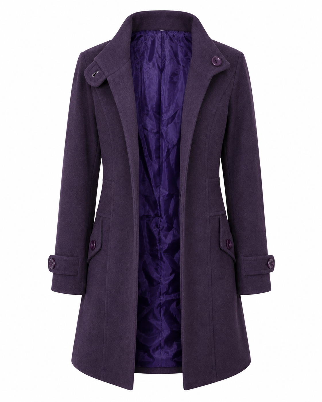 Deep Purple Long Faux-Suede Coat - Image 2