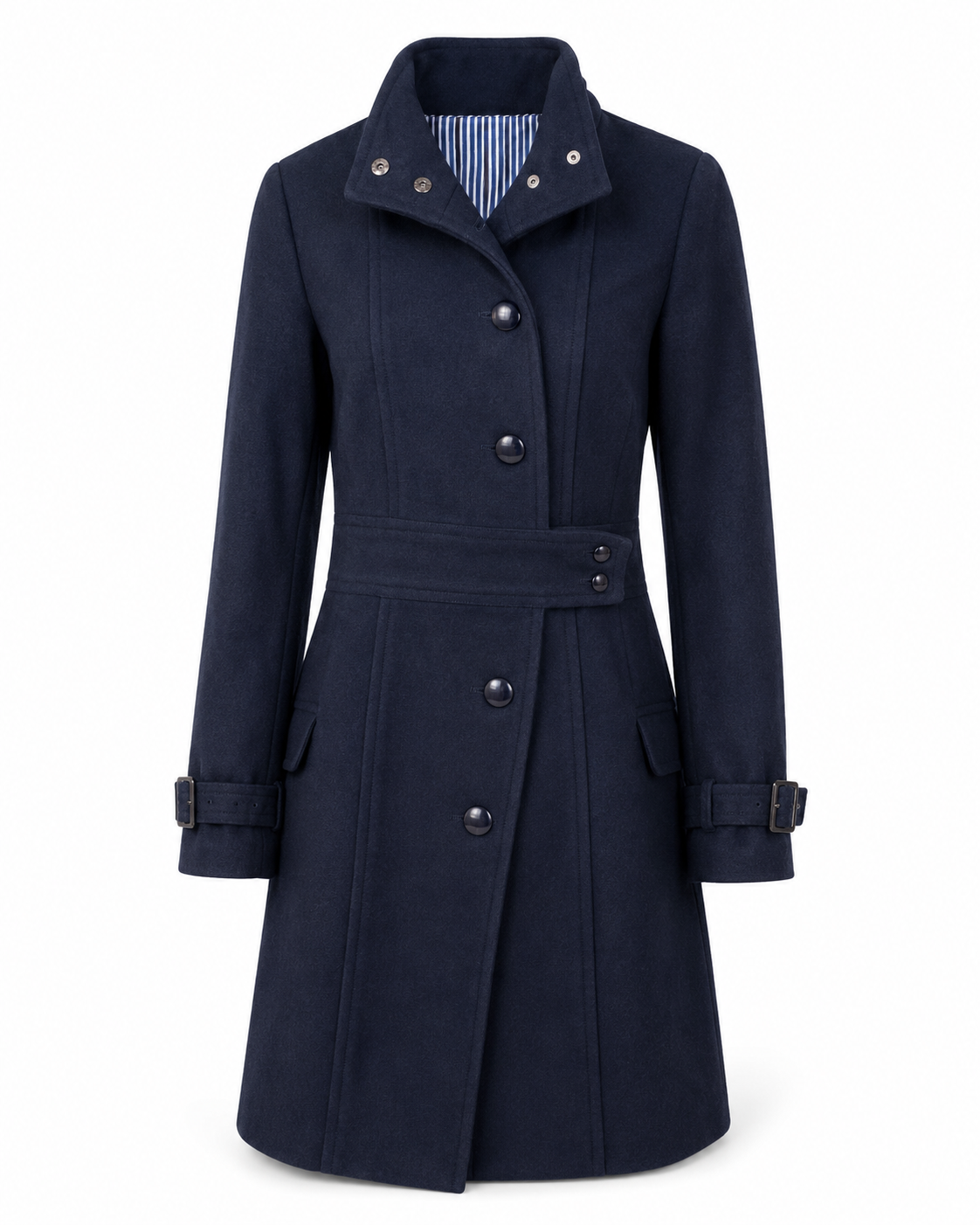 Orsay Dark Navy Long Belted Winter Coat - Image 2