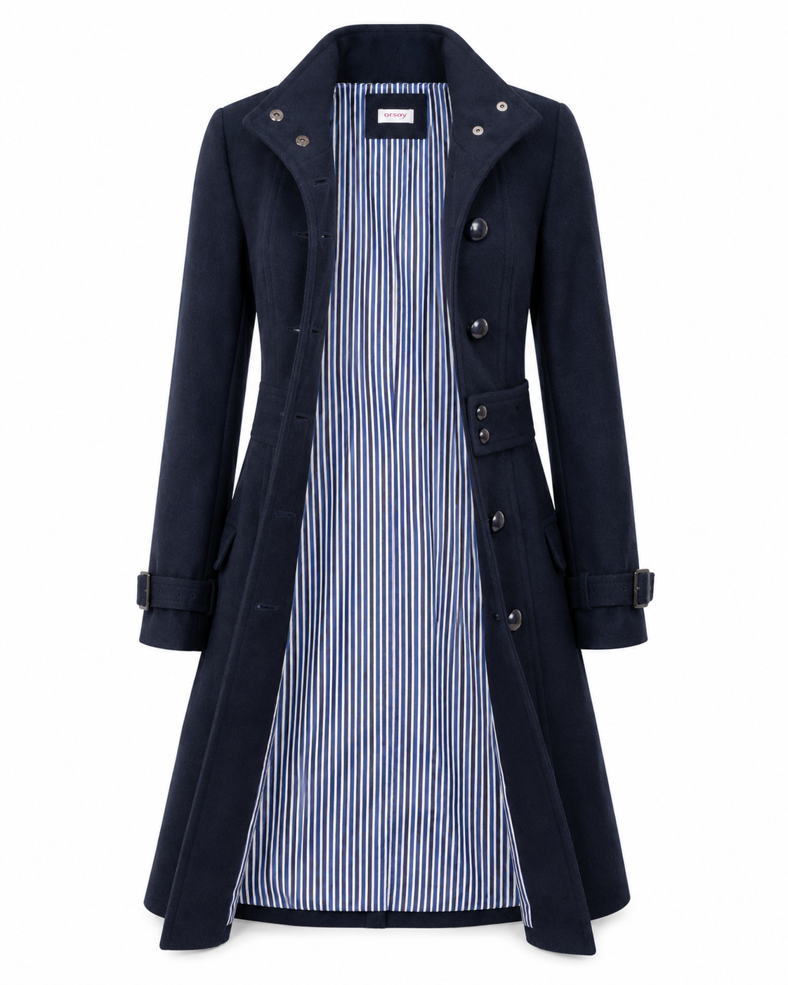 Orsay Dark Navy Long Belted Winter Coat