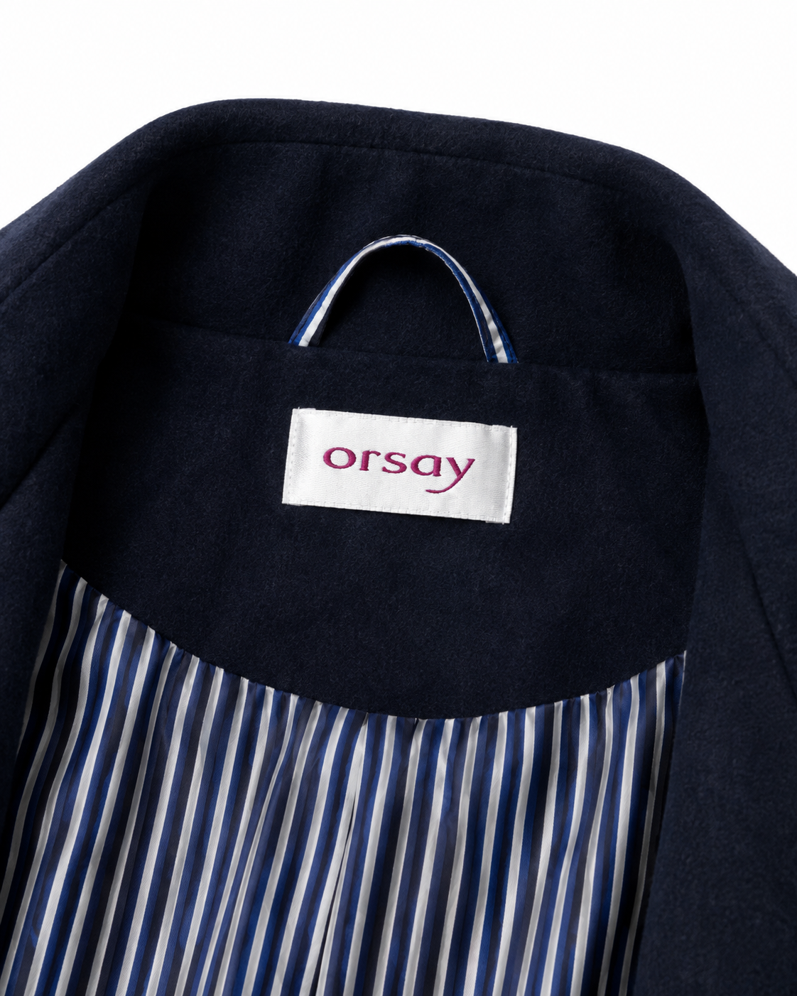 Orsay Dark Navy Long Belted Winter Coat - Image 4