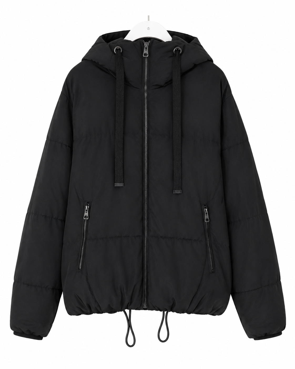 Pull&Bear Black Oversized Hooded Puffer Jacket – S