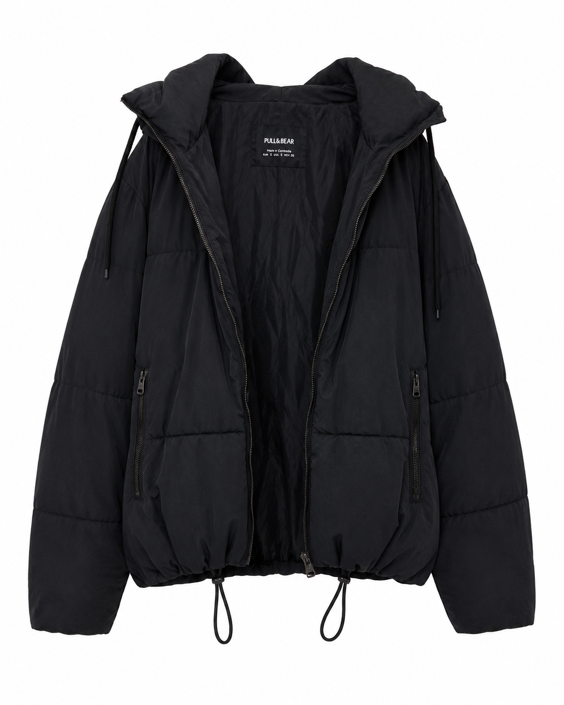Pull&Bear Black Oversized Hooded Puffer Jacket – S - Image 2