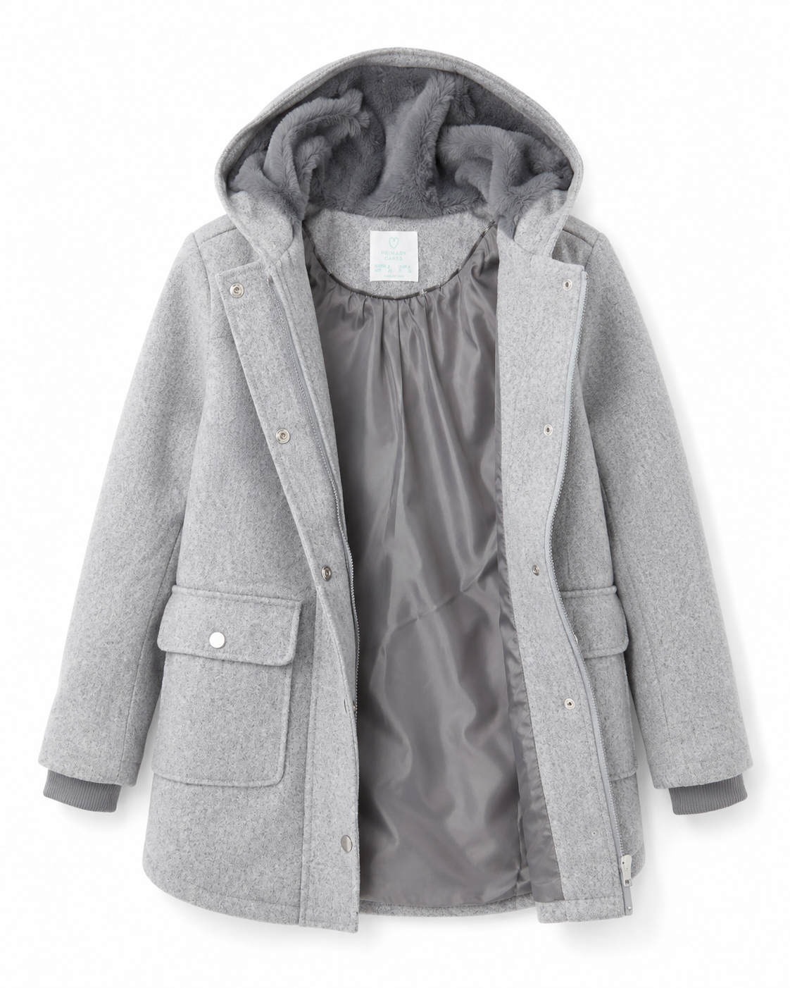 Primark Grey Hooded Coat – UK 6 / EUR 34