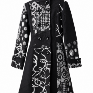 Italian Black and White Statement Coat – L