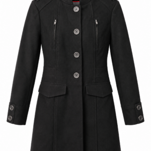 H&M Black Military-Style Long Coat – EU 36