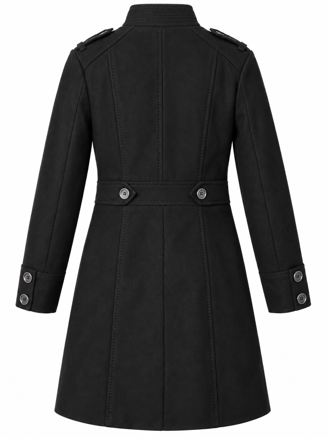 H&M Black Military-Style Long Coat – EU 36 - Image 2
