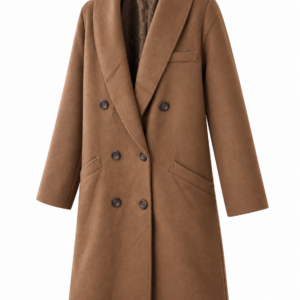 Camel Brown Double-Breasted Coat – EU 42