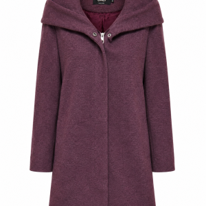 ONLY Burgundy Hooded Knit Coat – M